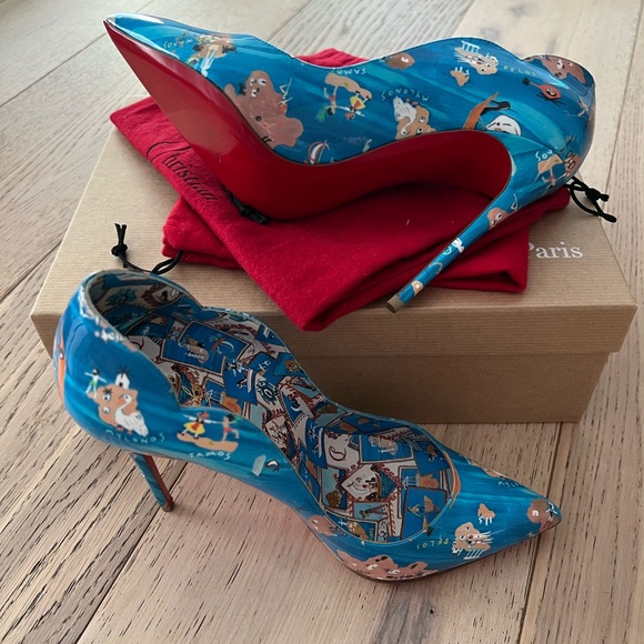 💙 Christian Louboutin Hot Chick 100 Odissey Patent Pumps Heels Greek Myk… - Picture 5 of 11